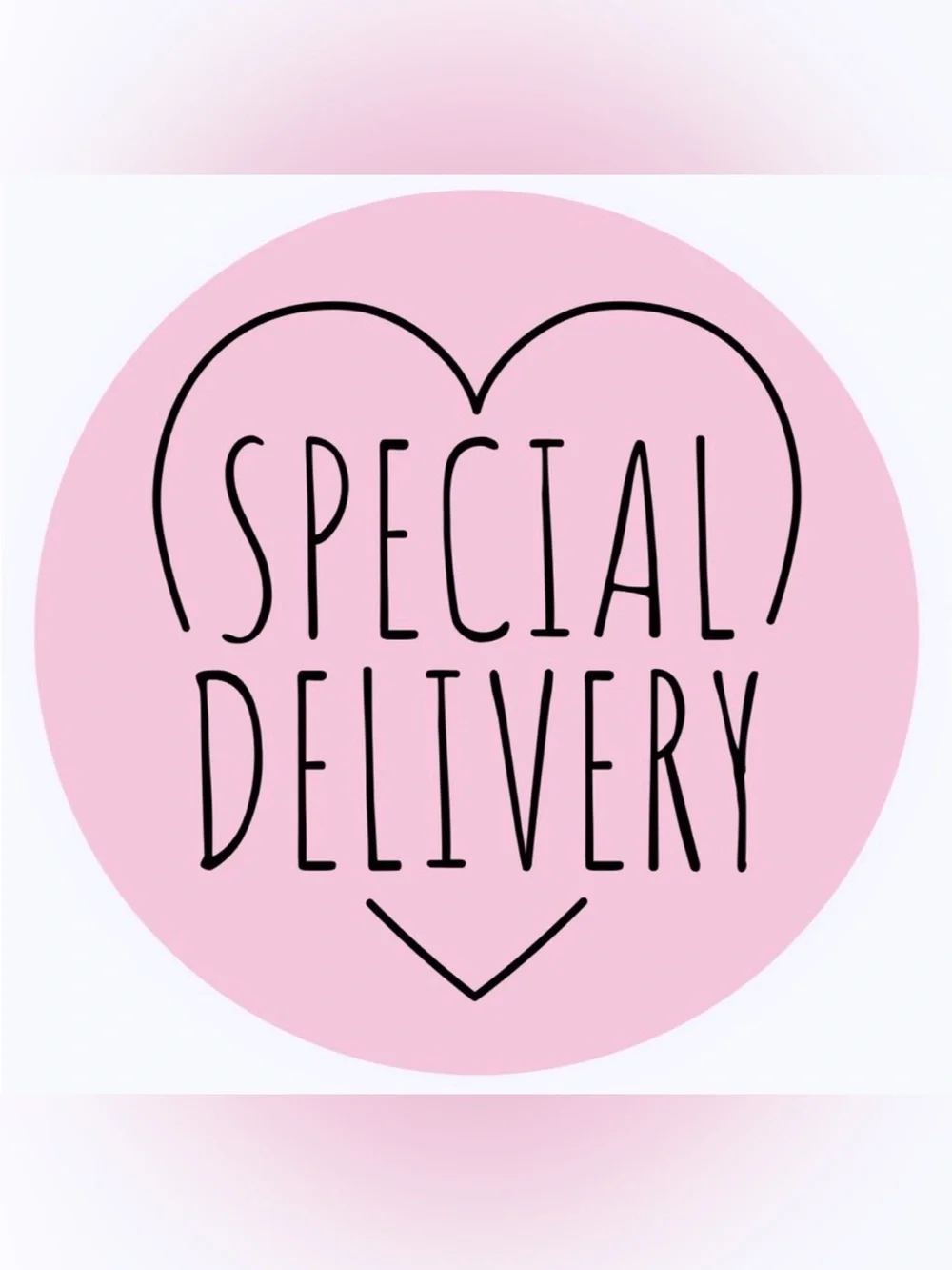 50 STICKERS - 2” ROUND - “SPECIAL DELIVERY” - PINK